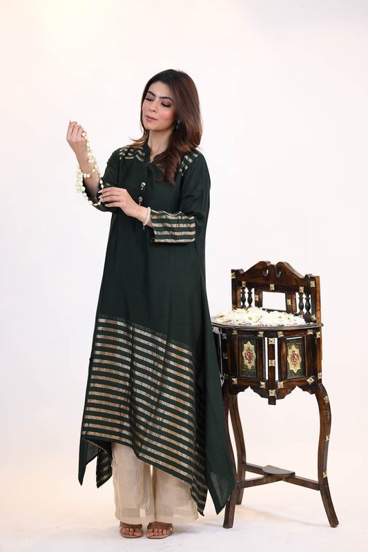 A Line Kurti In Tissue Silk