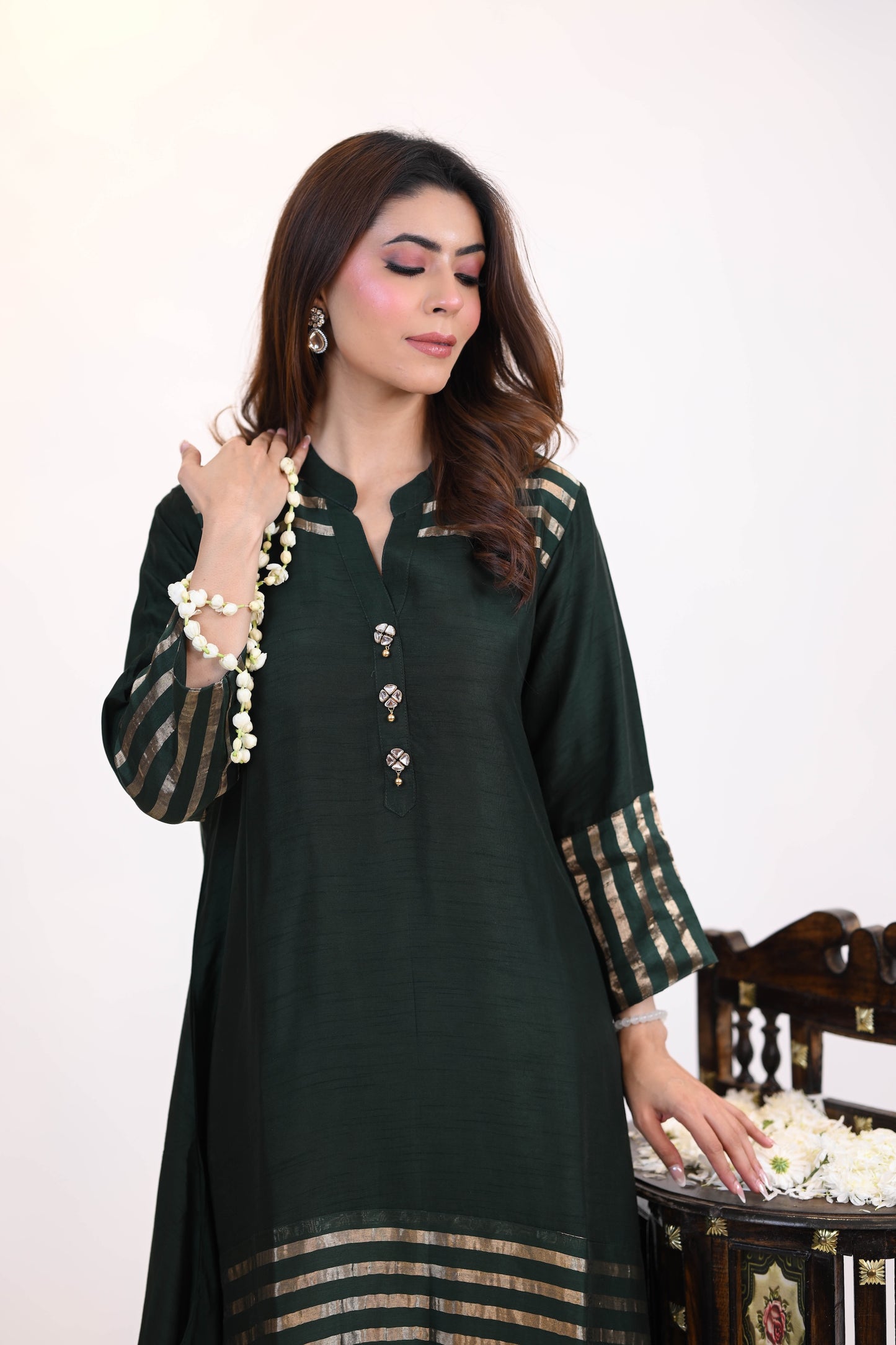 A Line Kurti In Tissue Silk