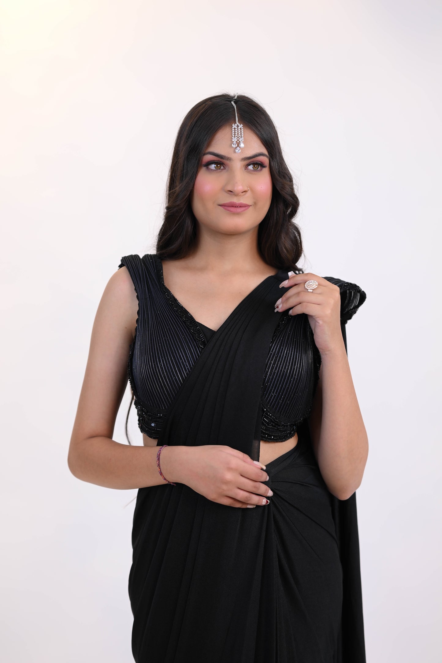 Midnight Elegance – Black Embellished Saree