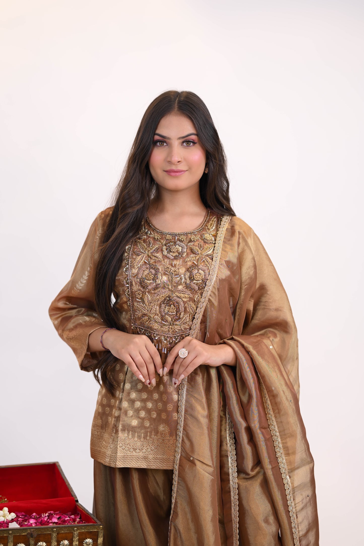 Golden Charm – Embroidered Silk Suit