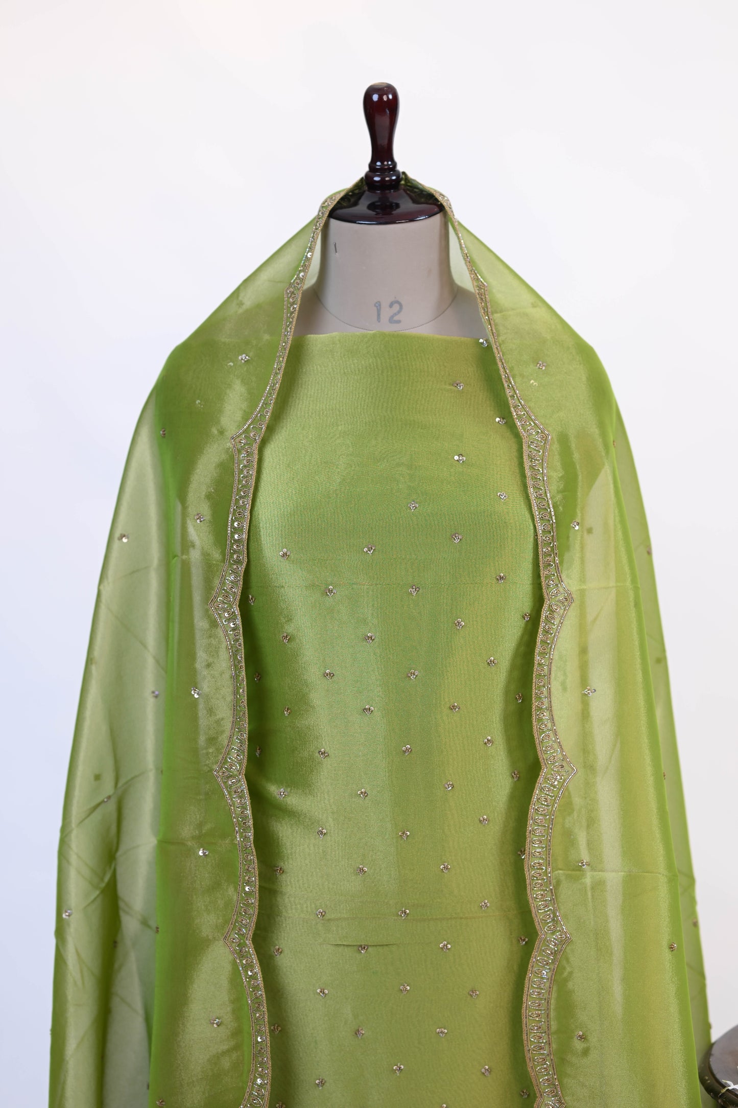 Pistachio Green Embellished Suit Dupatta