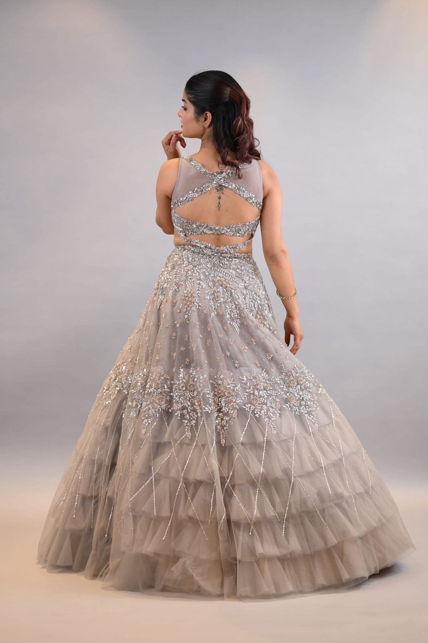 Gown – Hand-Embellished Tulle Flared Party Wear