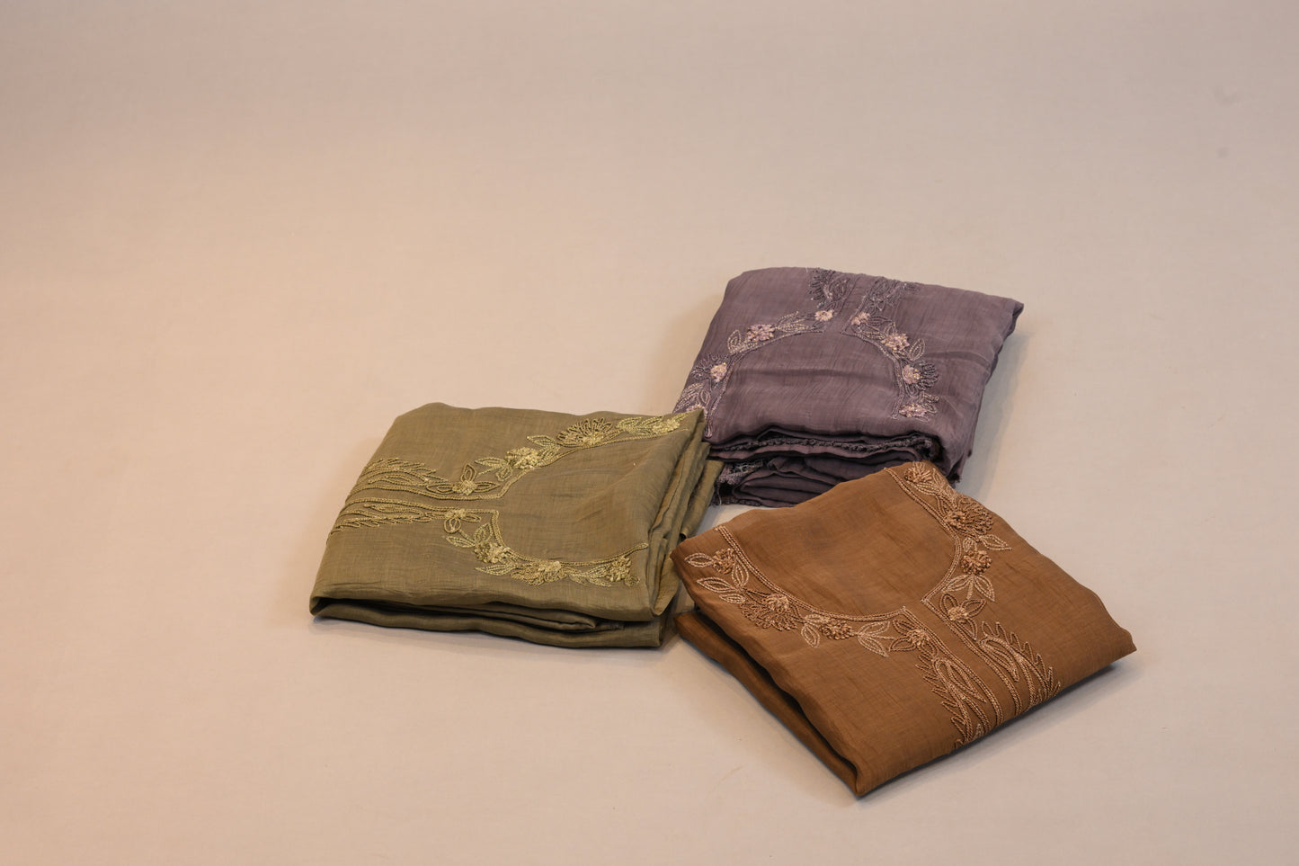 Suit Dupatta Set Olive Green Floral Threadwork Designer