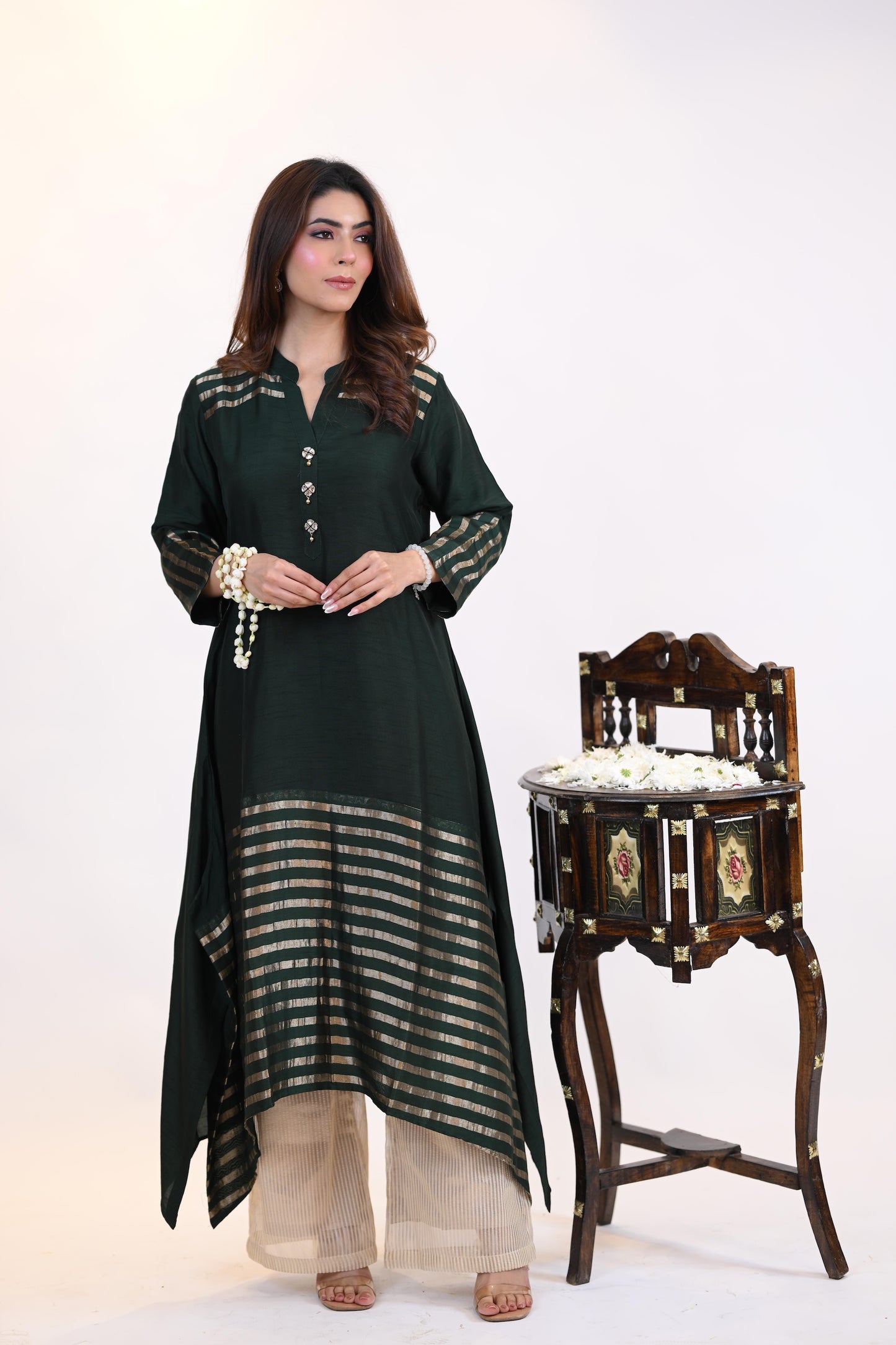 A Line Kurti In Tissue Silk