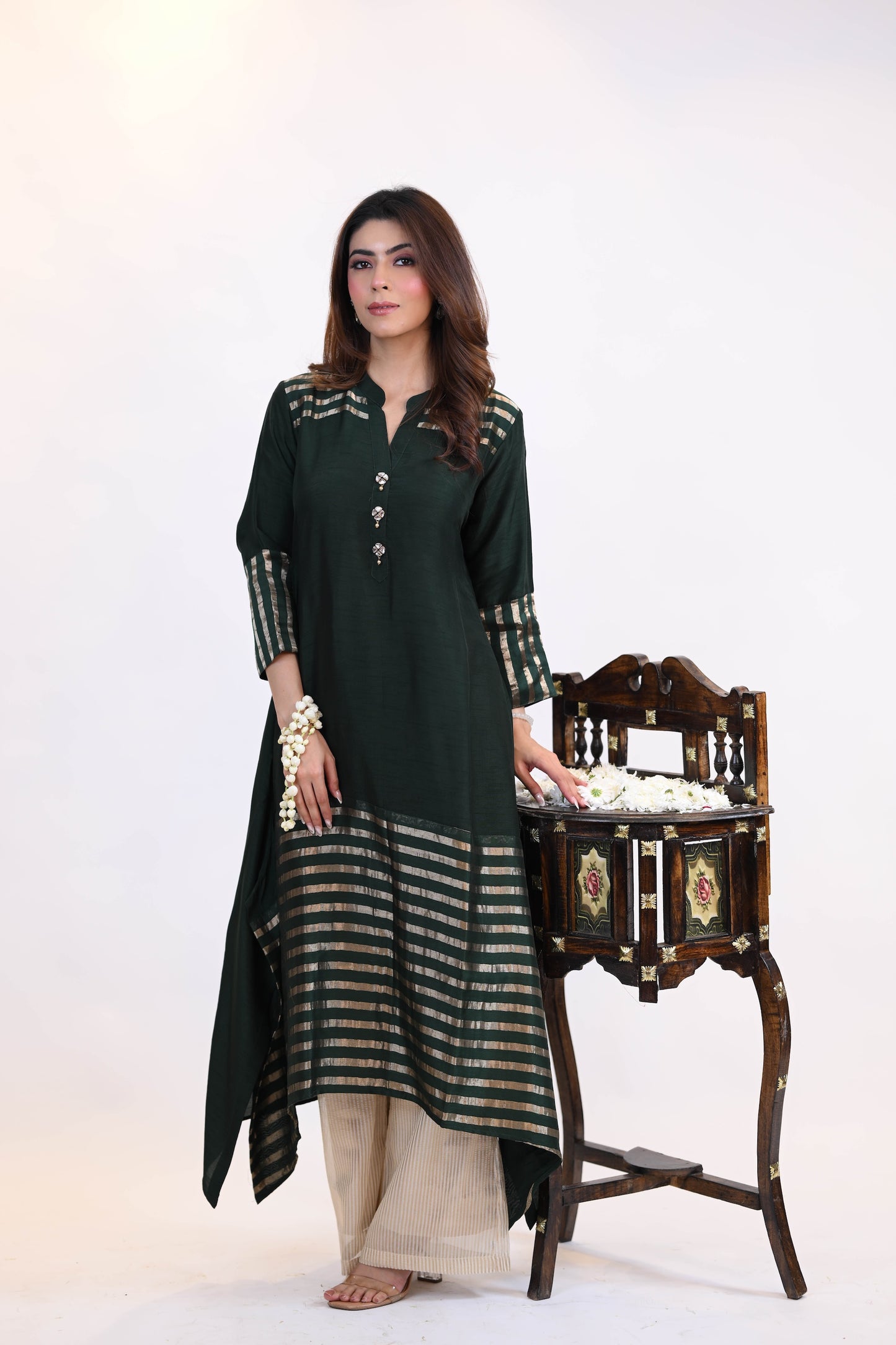 A Line Kurti In Tissue Silk