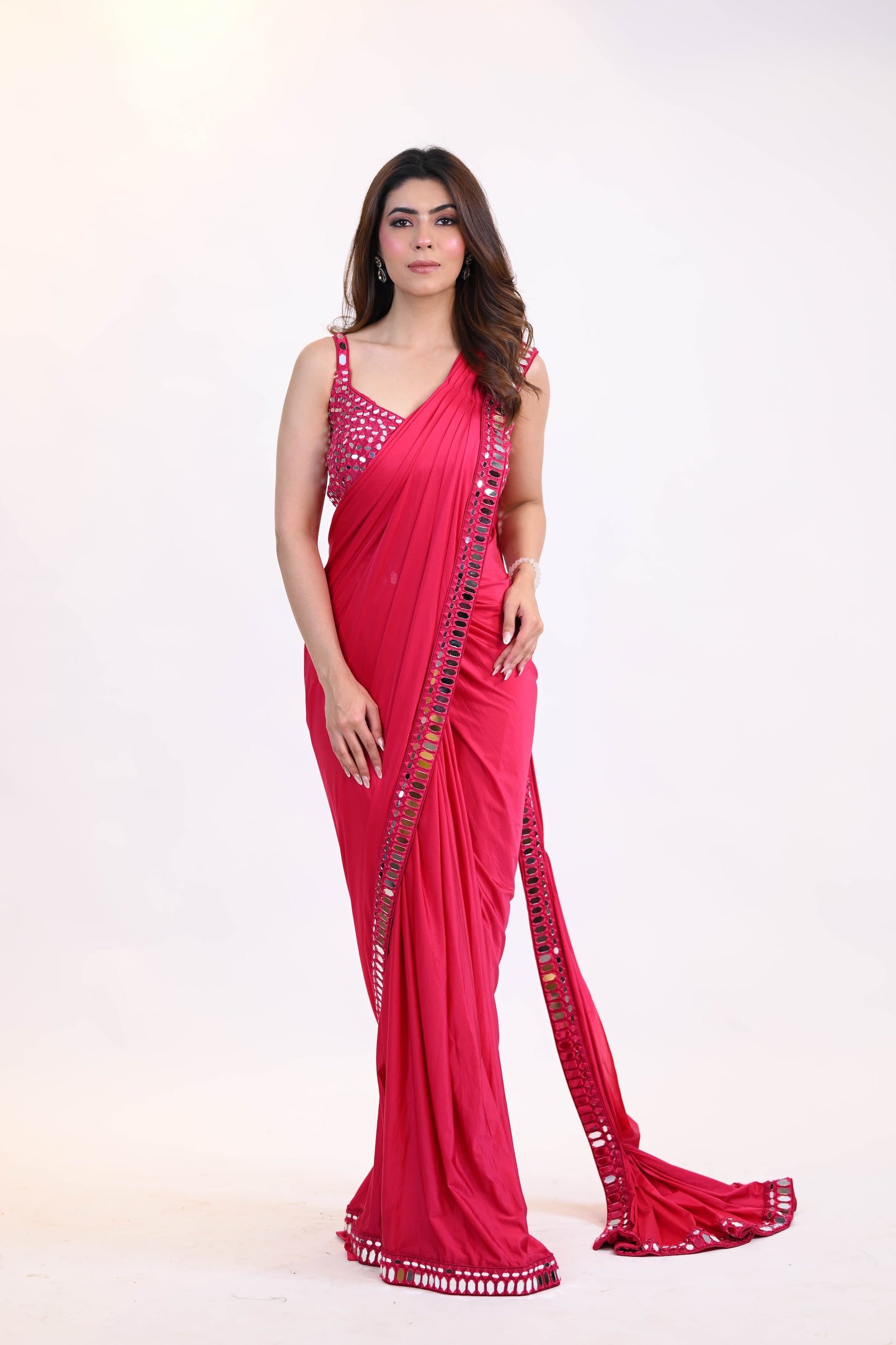Mirror Work Drape Saree