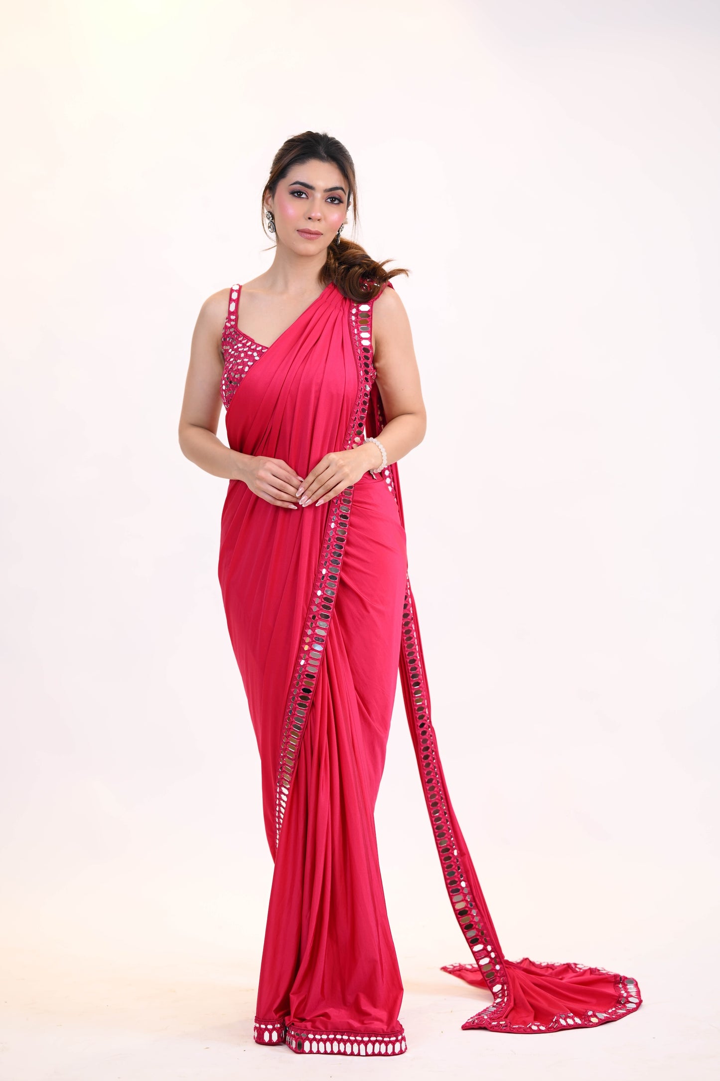 Mirror Work Drape Saree