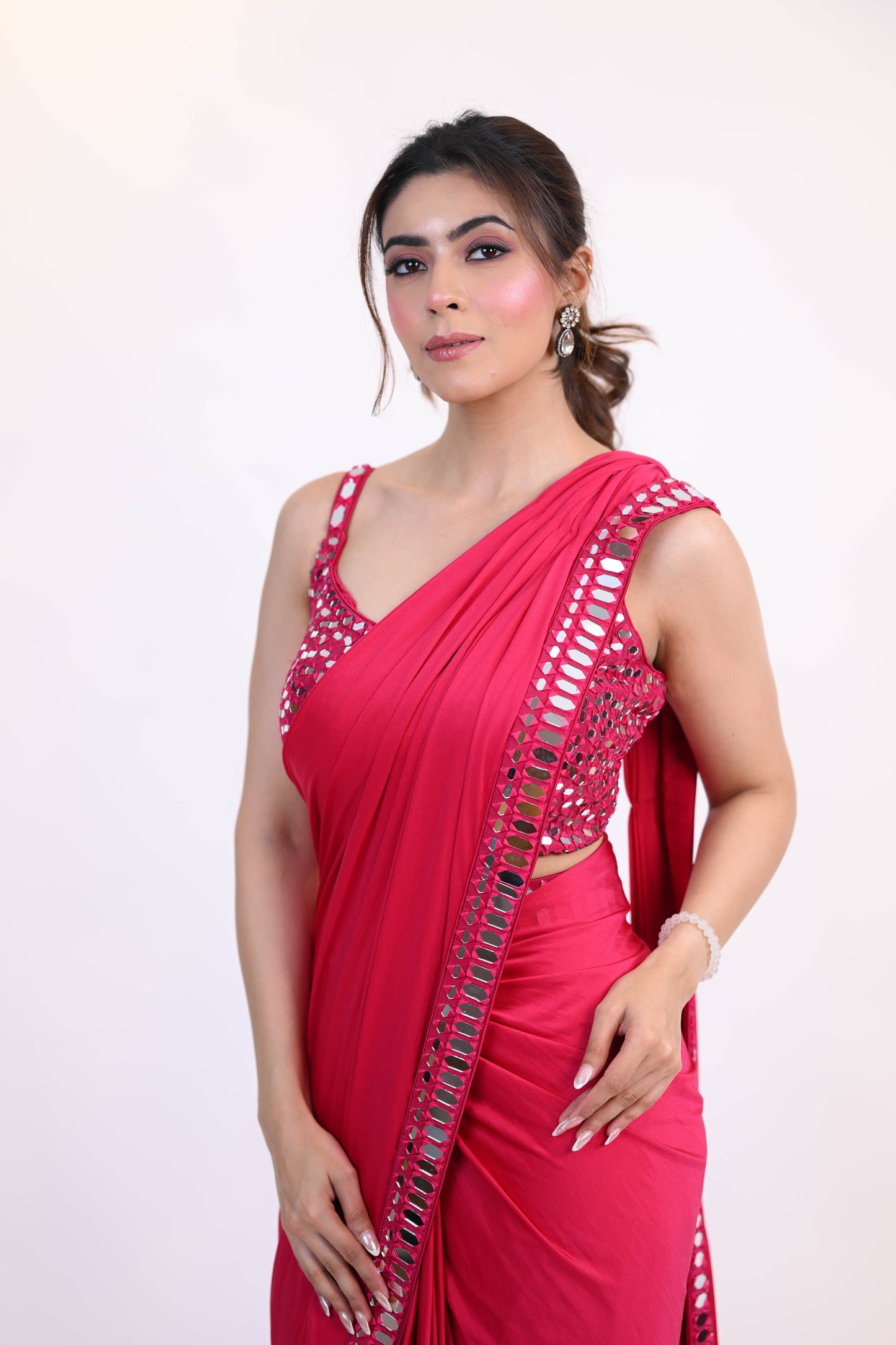 Mirror Work Drape Saree