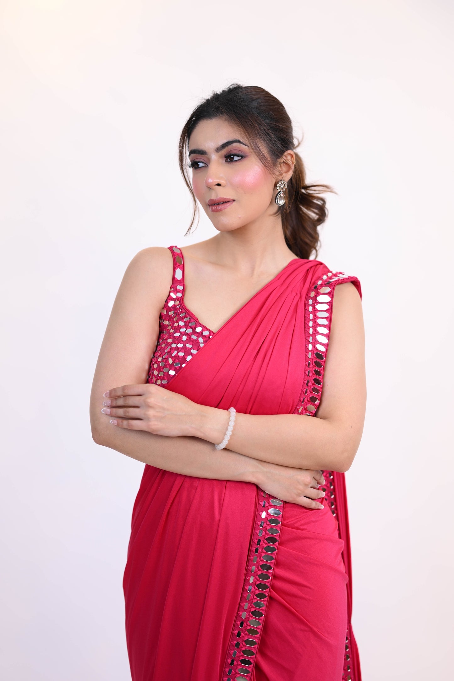 Mirror Work Drape Saree