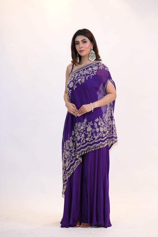 Violet Purple One Sided Shoulder Dress