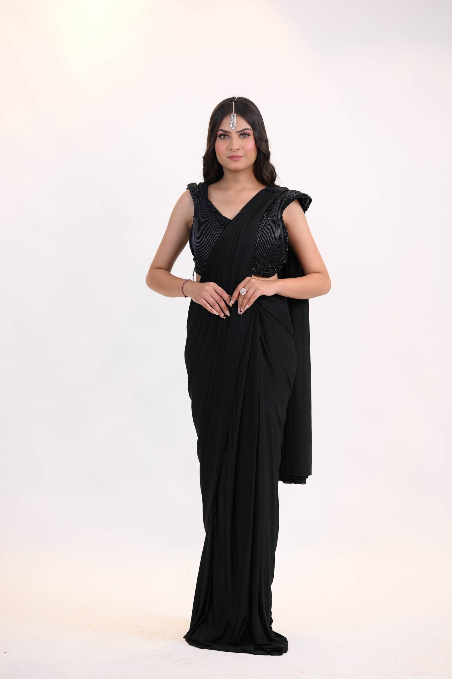 Midnight Elegance – Black Embellished Saree