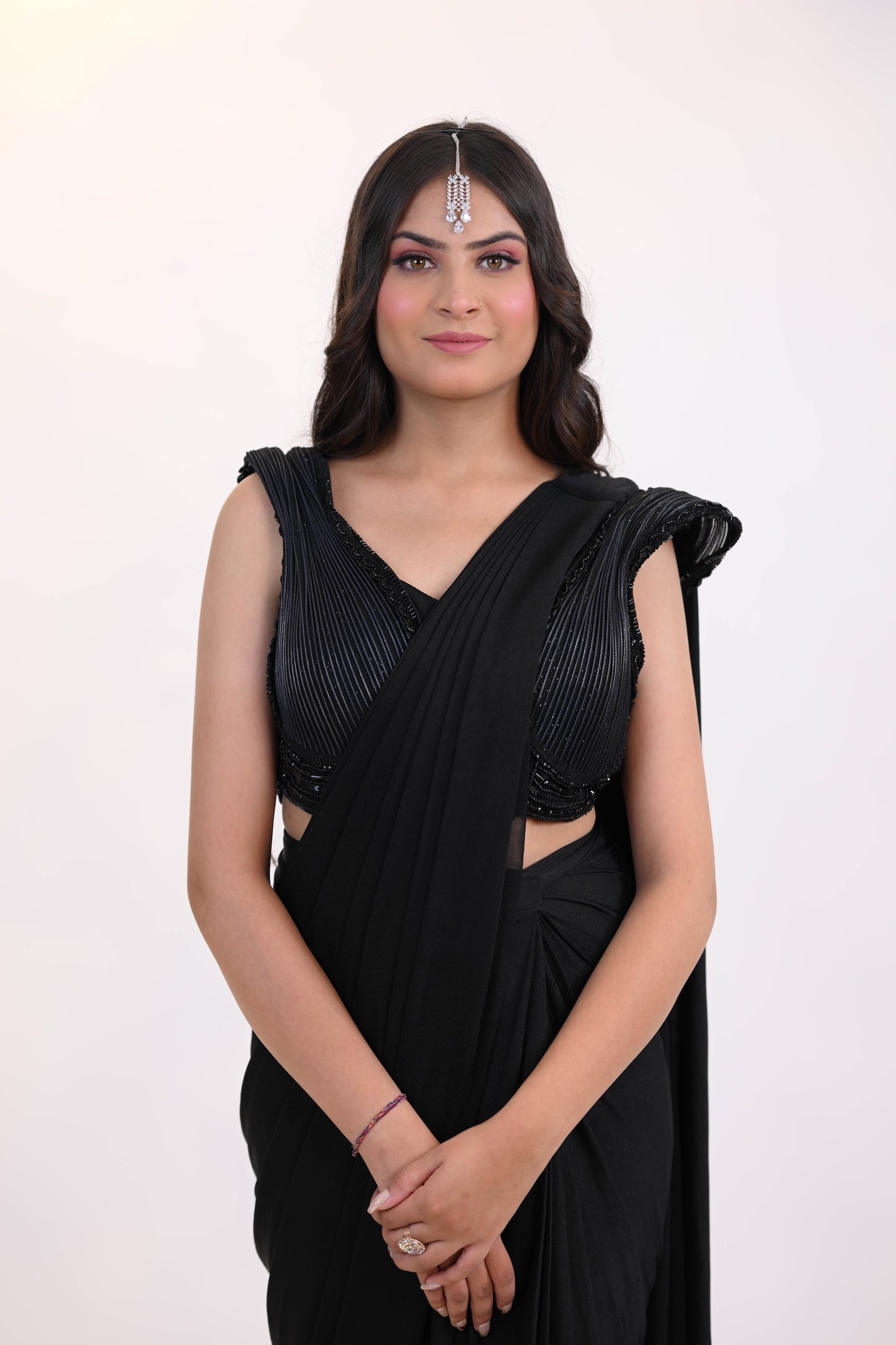 Midnight Elegance – Black Embellished Saree