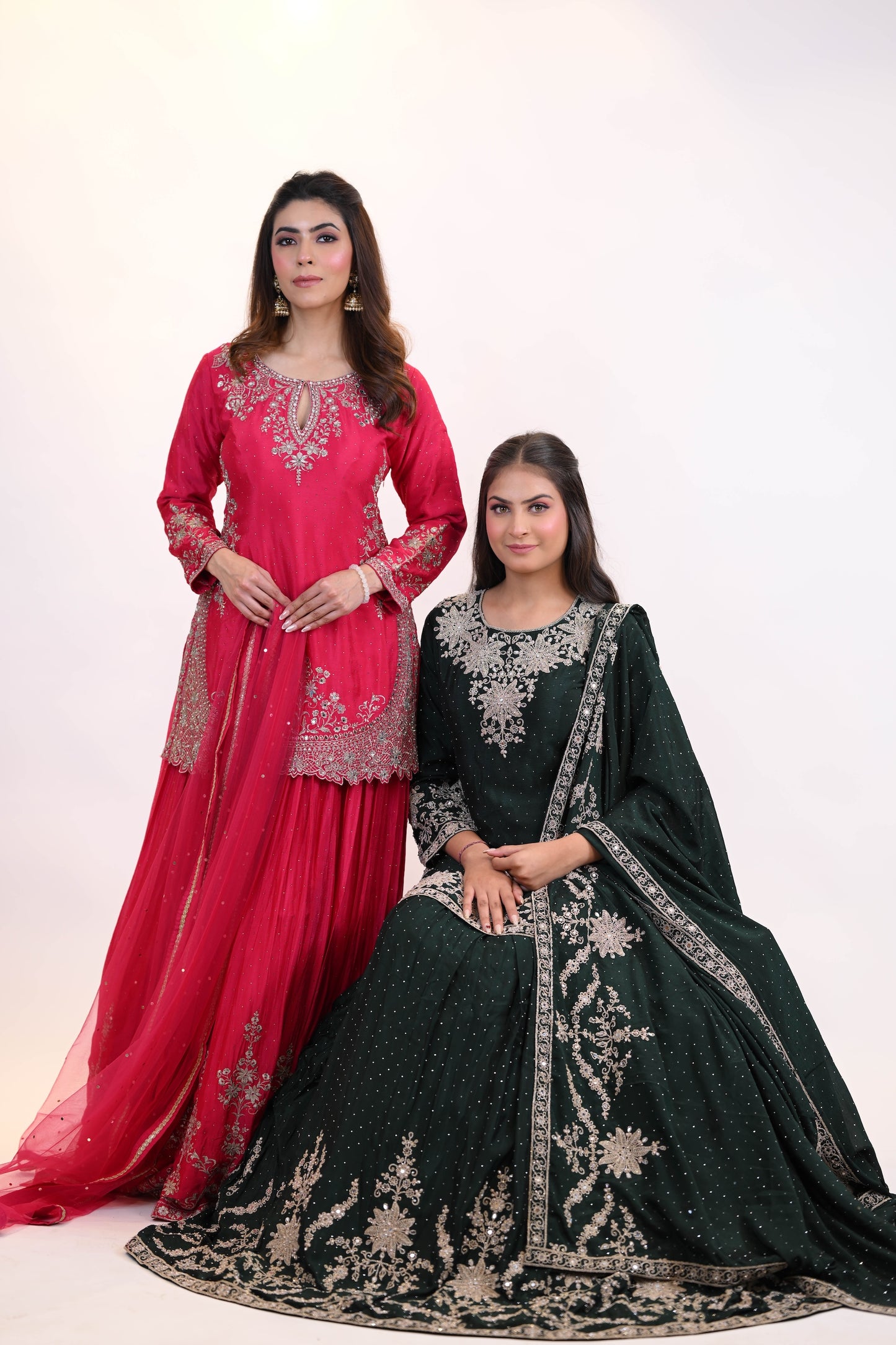 Emerald Grace – Dark Green Embroidered Lehenga