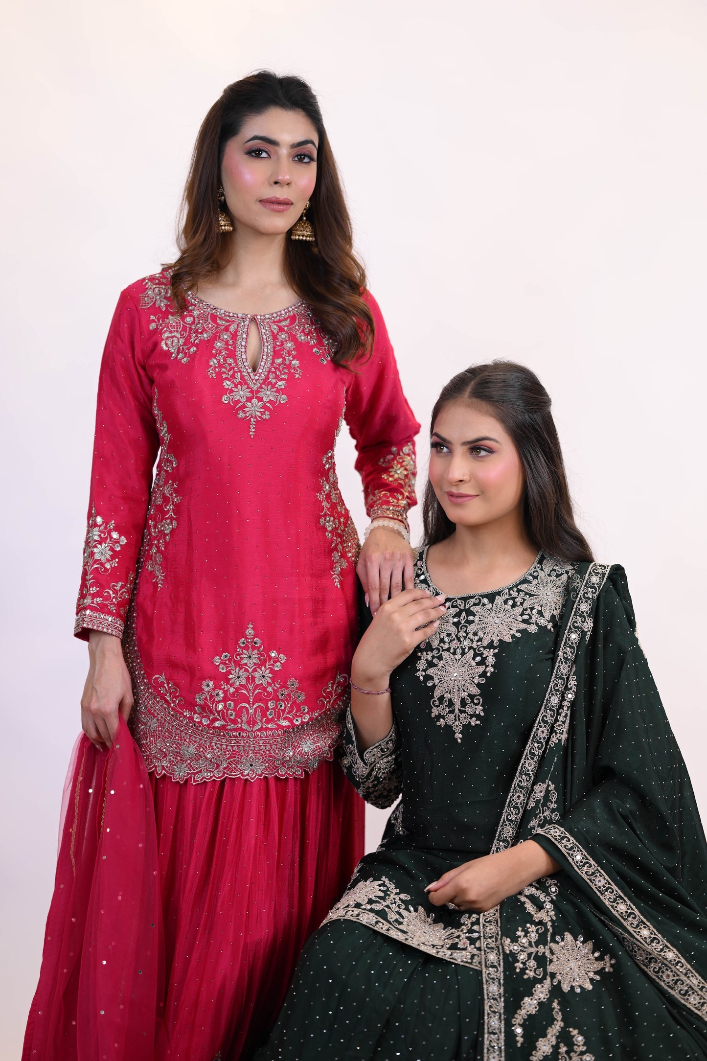 Emerald Grace – Dark Green Embroidered Lehenga