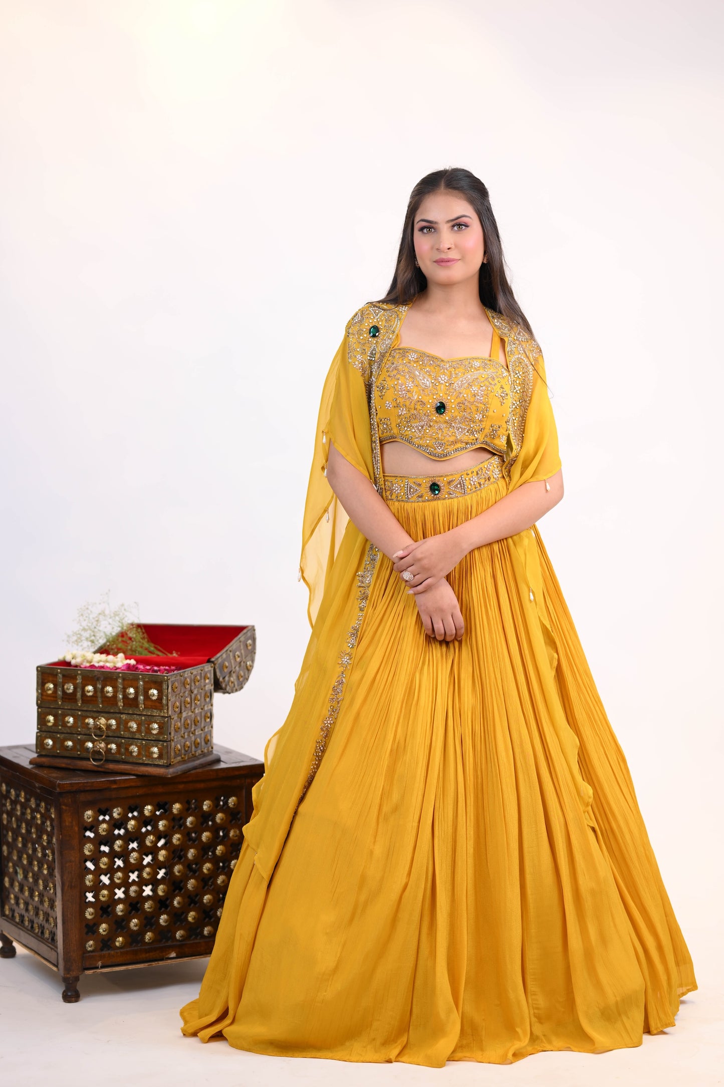 Golden Radiance – Mustard Embroidered Lehenga