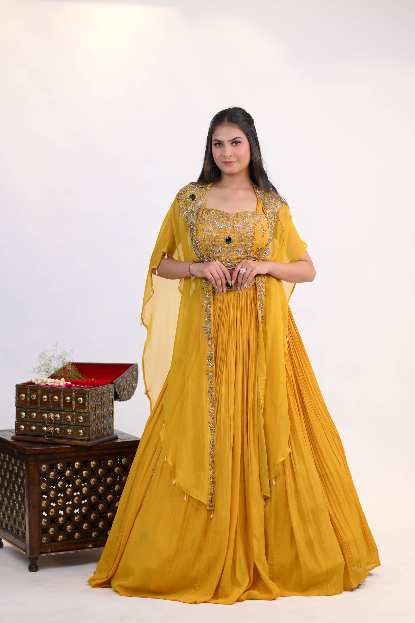 Golden Radiance – Mustard Embroidered Lehenga