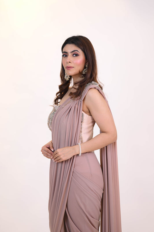 Rose Mist - Embellished Drape Saree