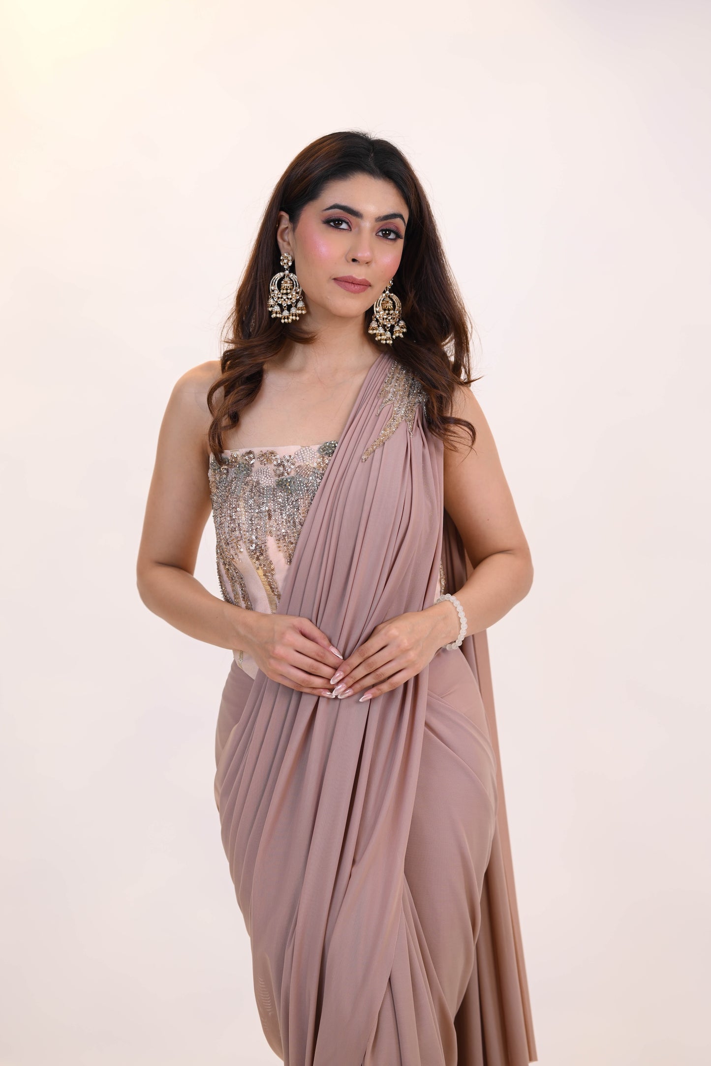 Rose Mist - Embellished Drape Saree