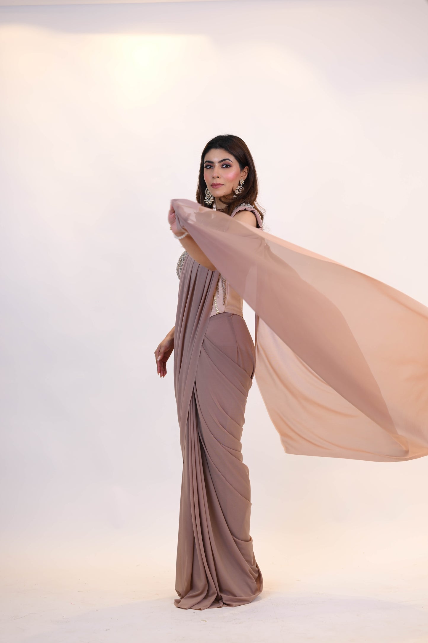 Rose Mist - Embellished Drape Saree