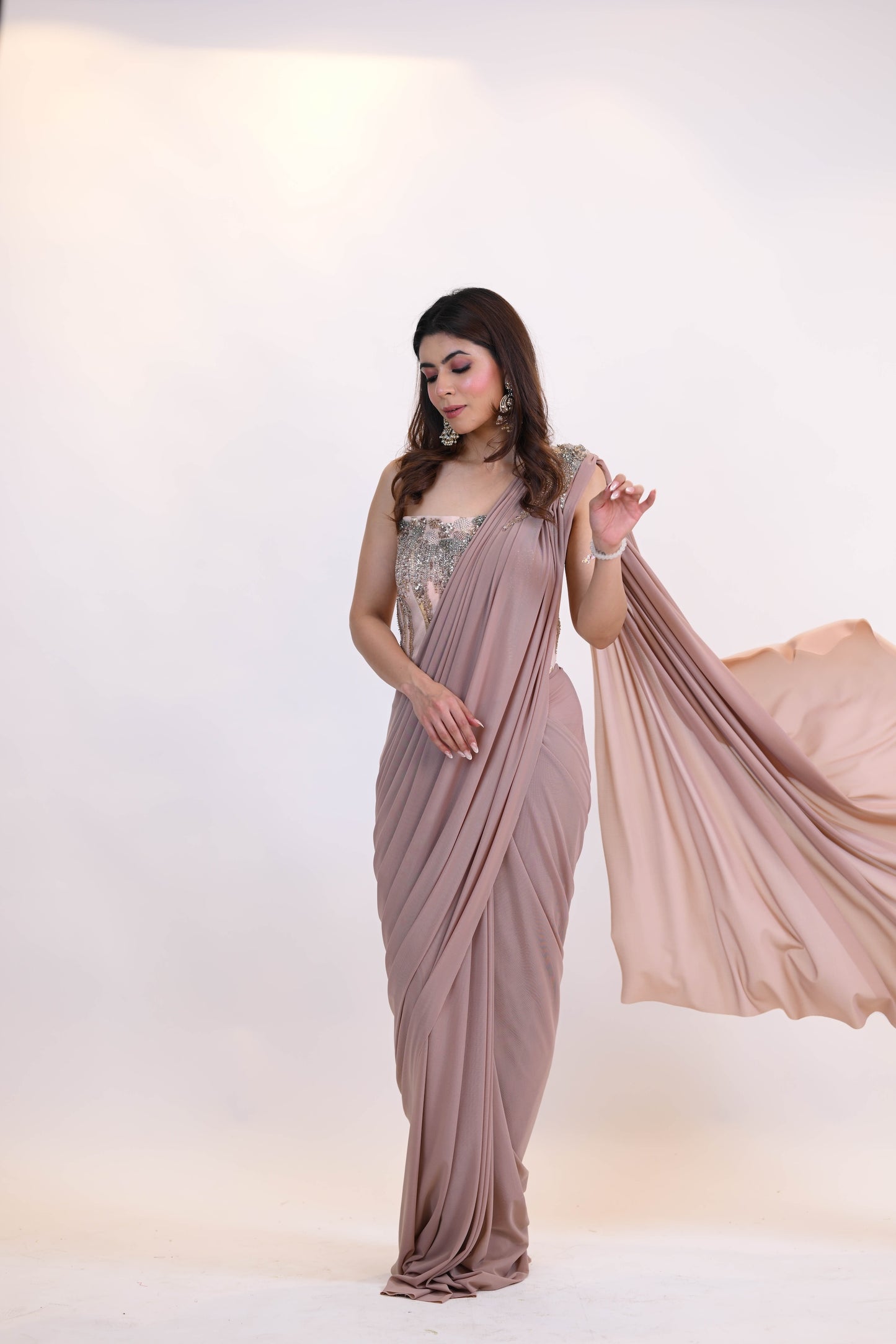 Rose Mist - Embellished Drape Saree