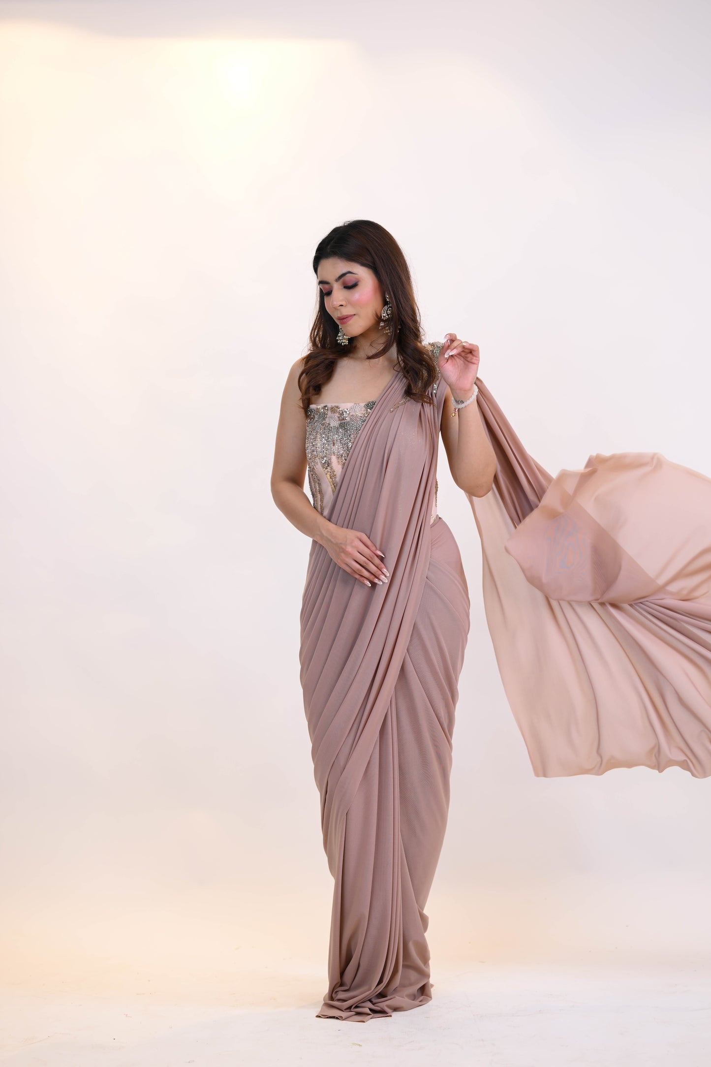 Rose Mist - Embellished Drape Saree