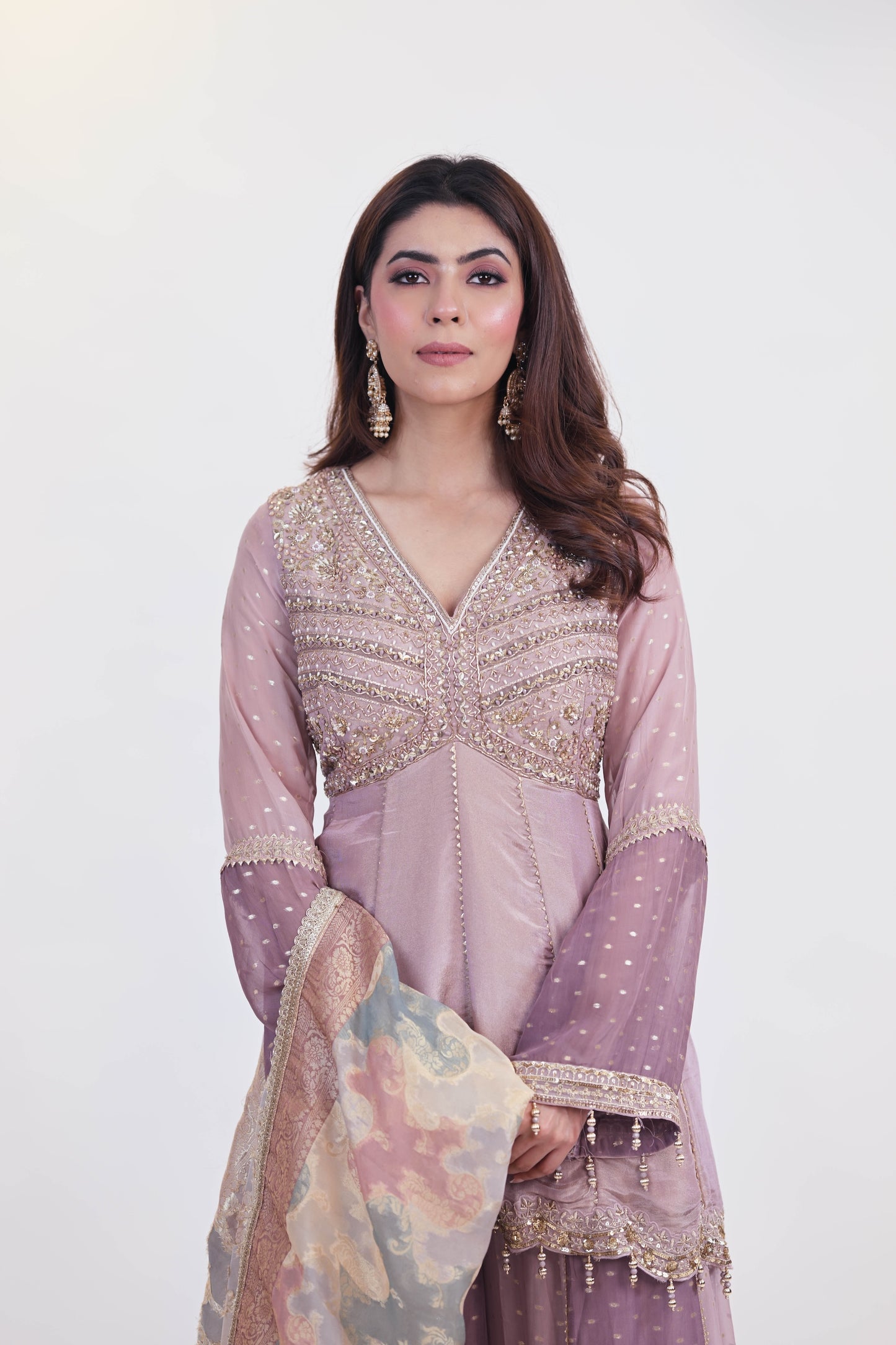 Lavender Bloom – Embroidered Sharara Set