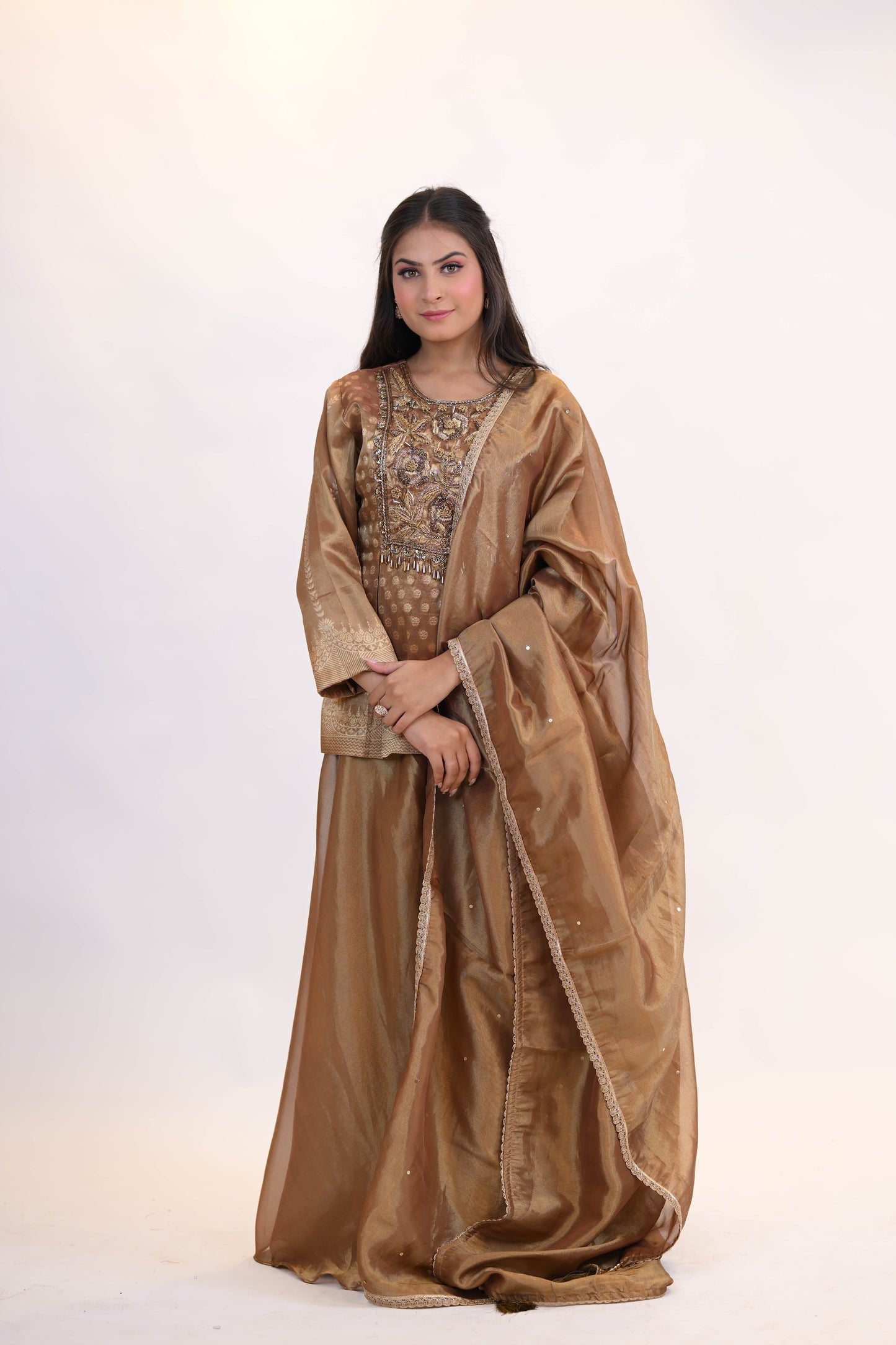 Golden Charm – Embroidered Silk Suit