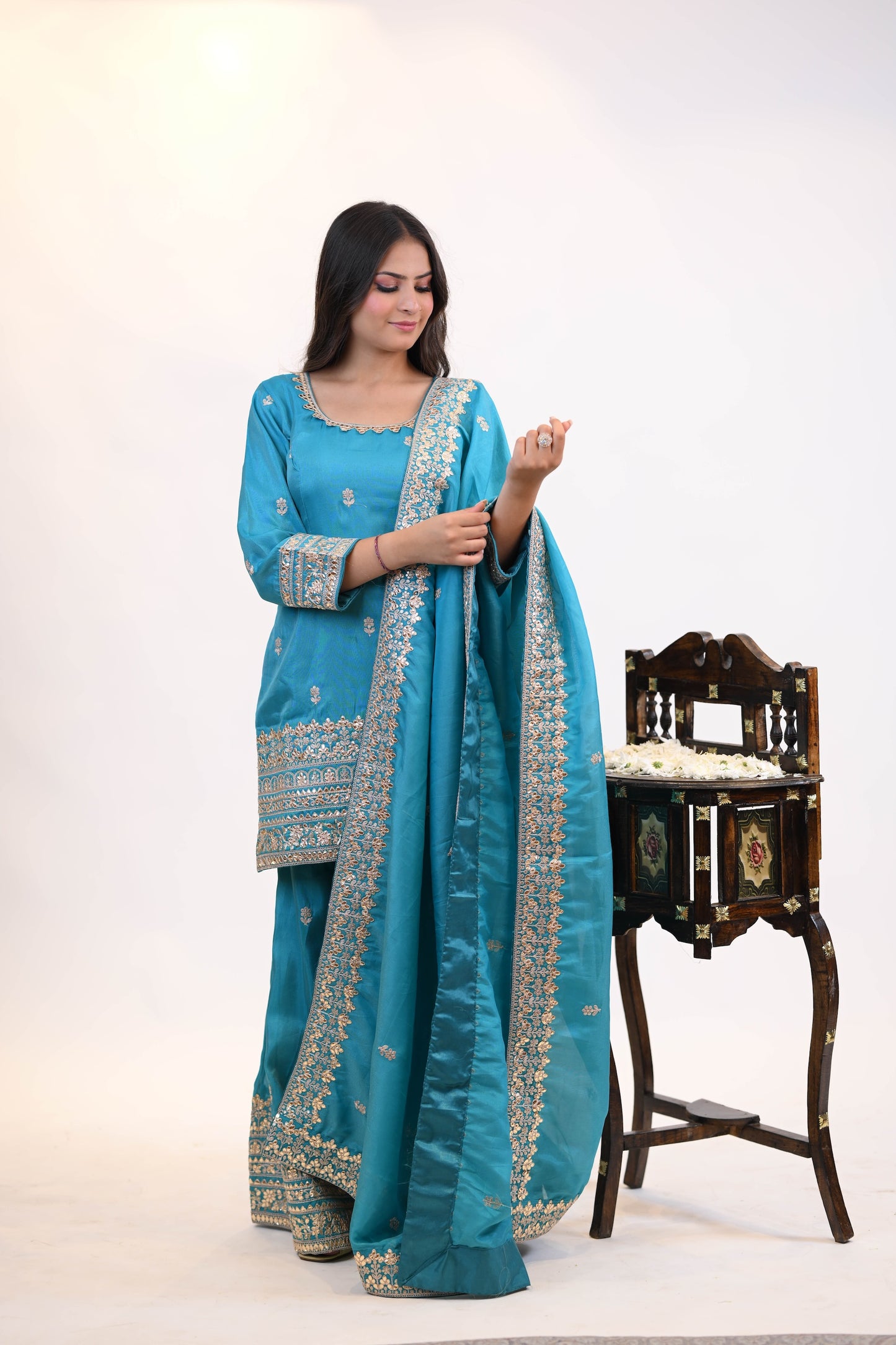 Azure Aura – Embroidered Suit Set