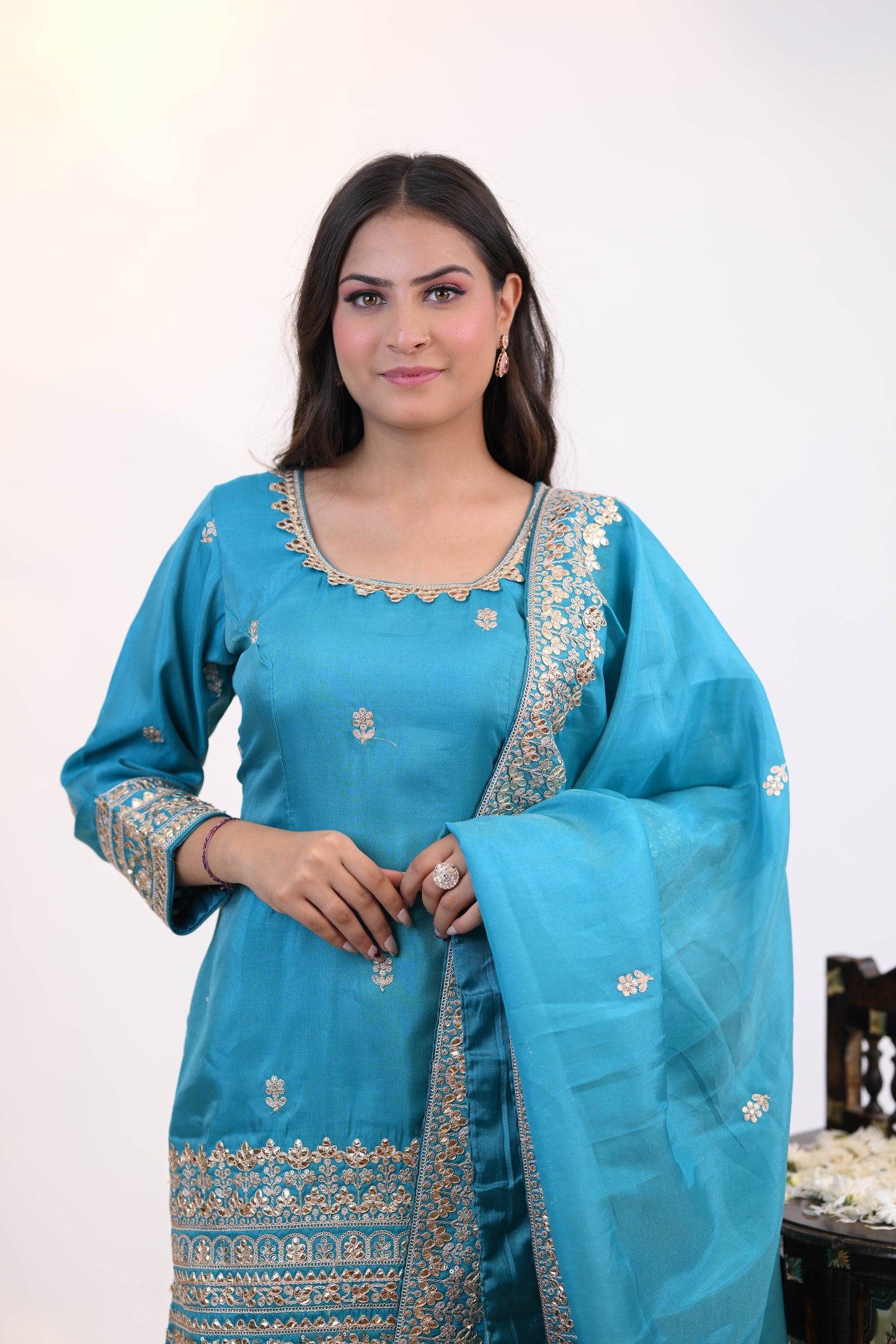 Azure Aura – Embroidered Suit Set