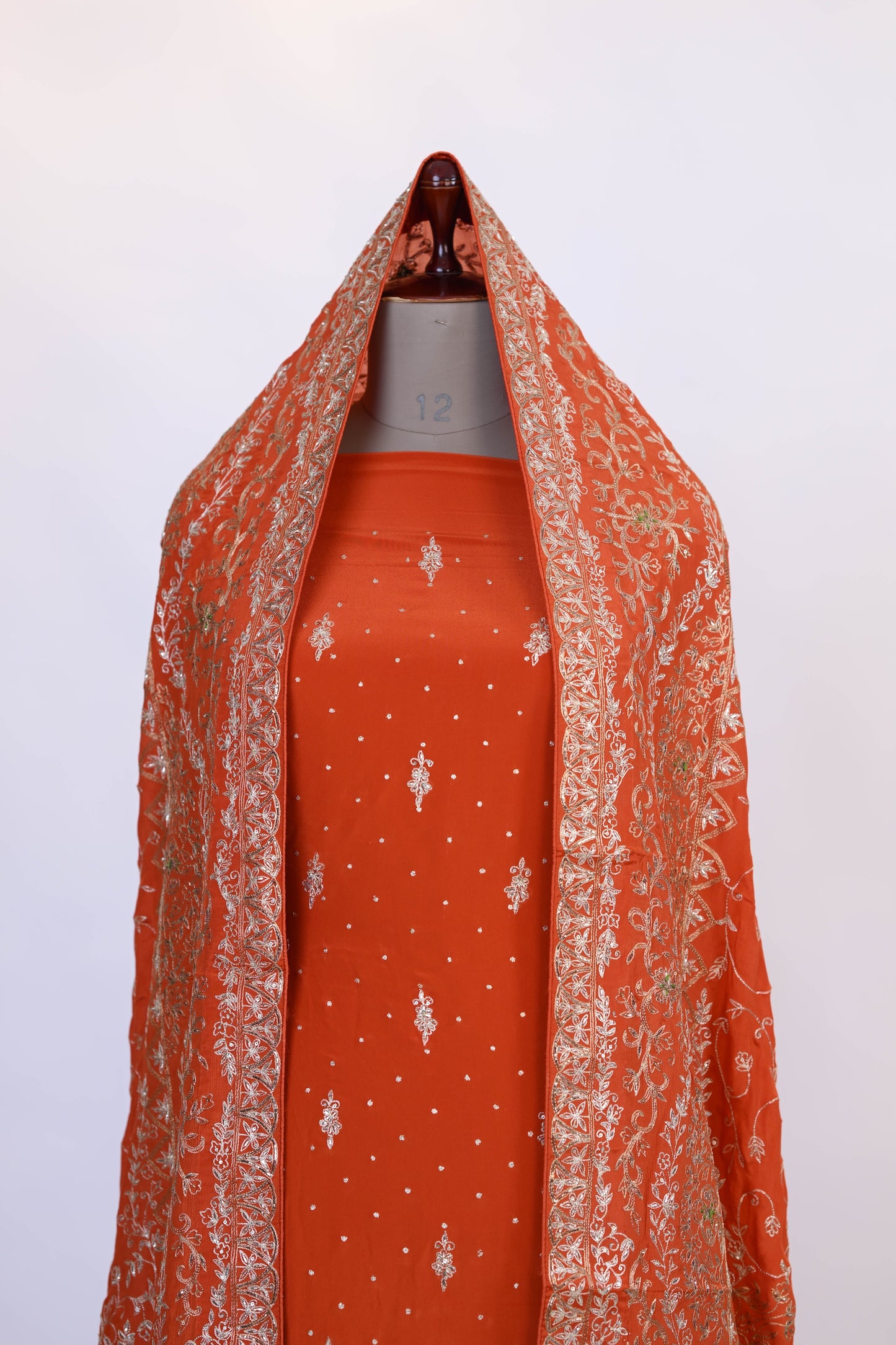 Rust orange Embroidered Suit Dupatta