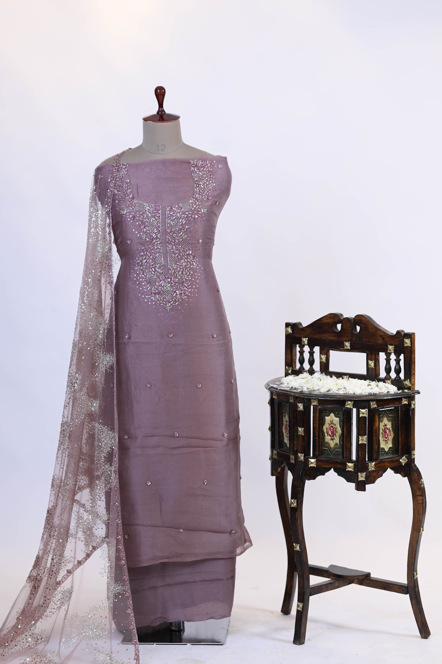 Rose Gold Embroidered Suit Dupatta