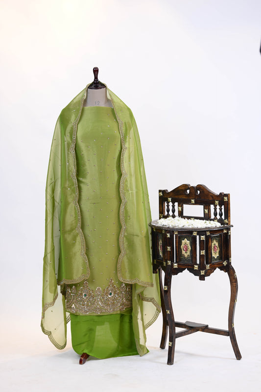Pistachio Green Embellished Suit Dupatta