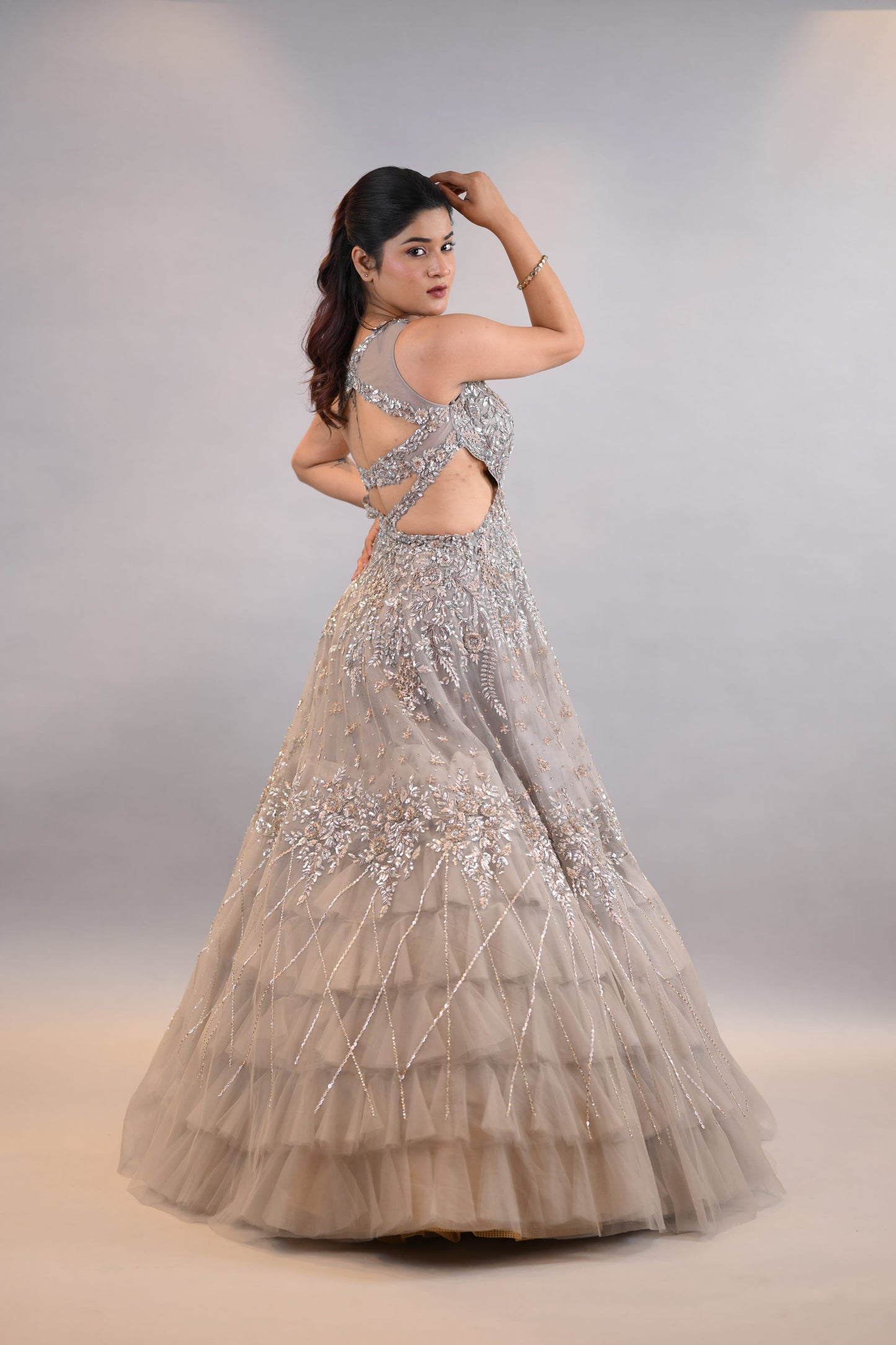 Gown – Hand-Embellished Tulle Flared Party Wear