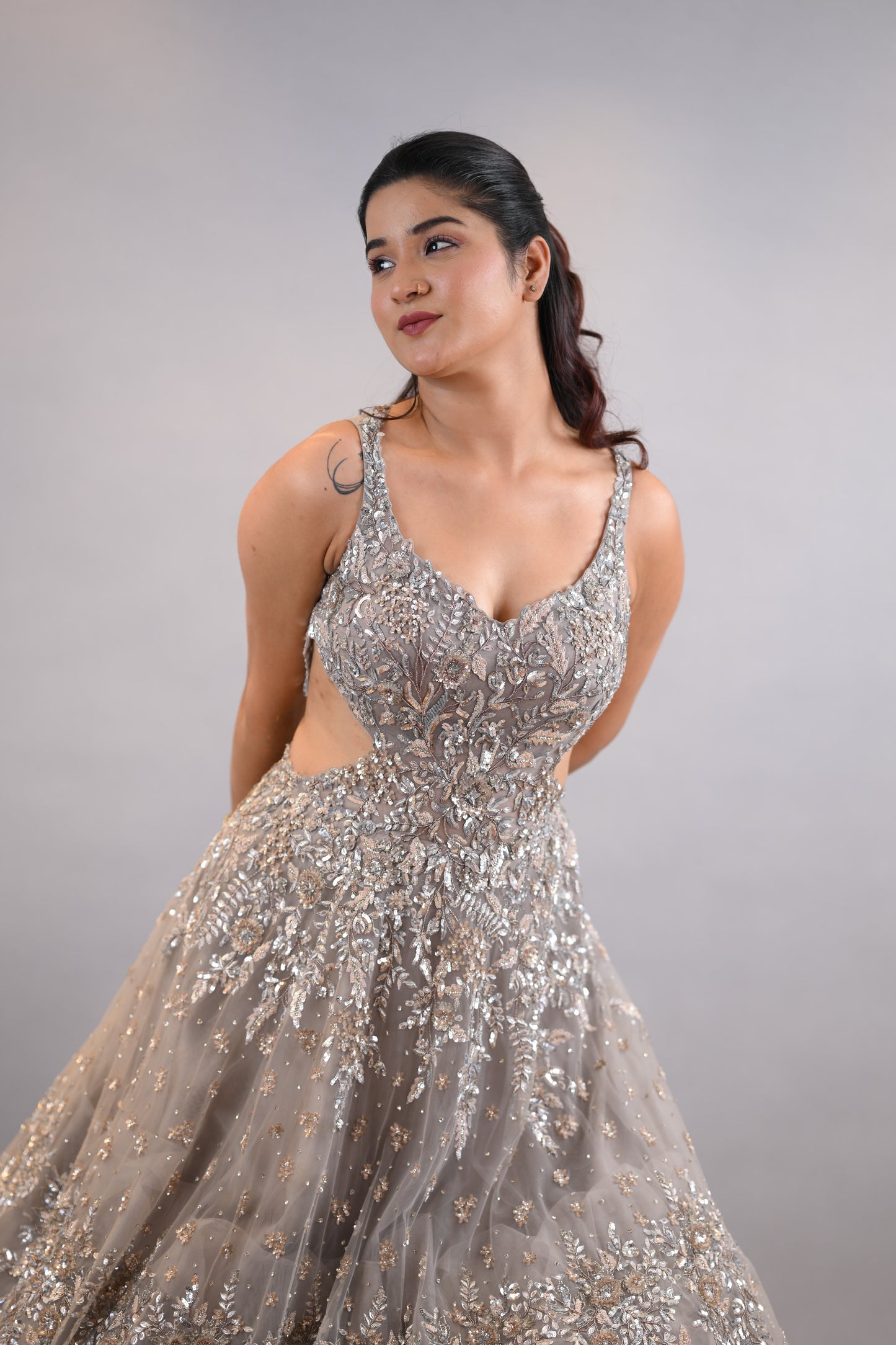 Gown – Hand-Embellished Tulle Flared Party Wear