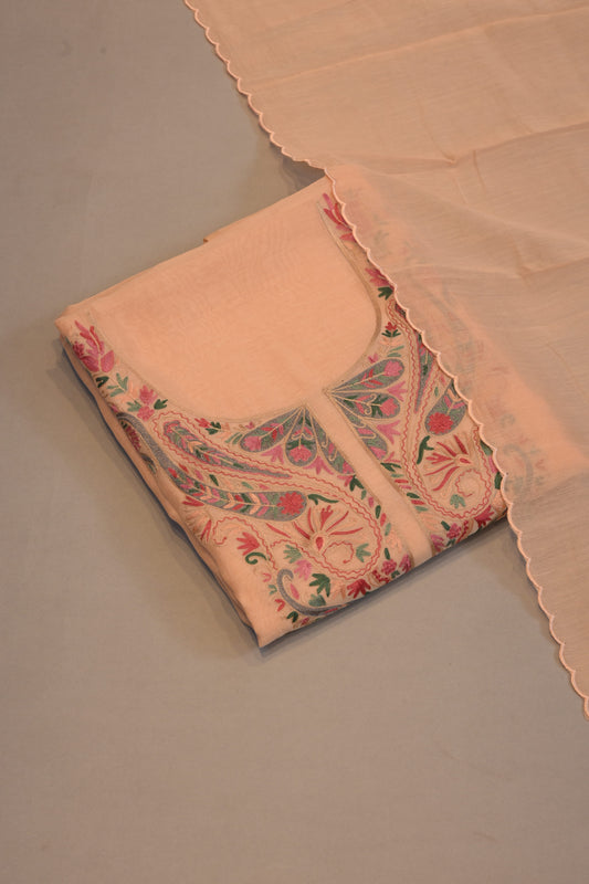 Suit Dupatta Set Pastel Peach Threadwork Designer