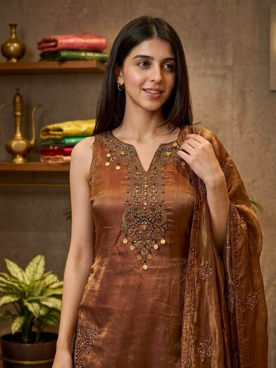 Women’s Elegant Brown Occasion Wear Suit Set